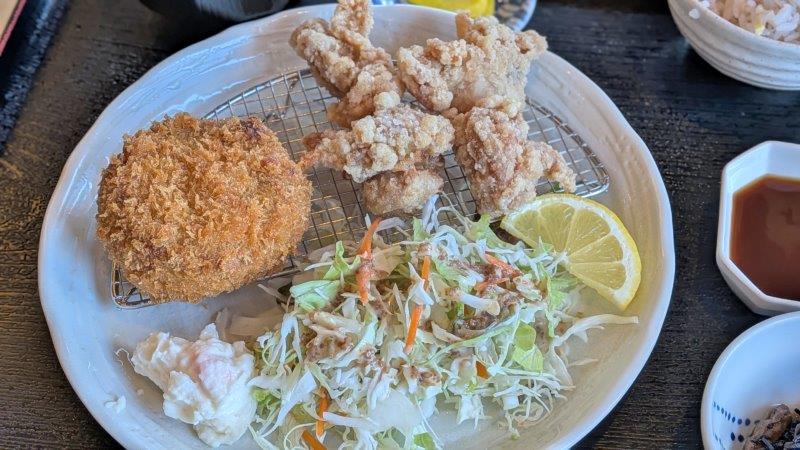 あぐーメンチカツと鶏のから揚げ