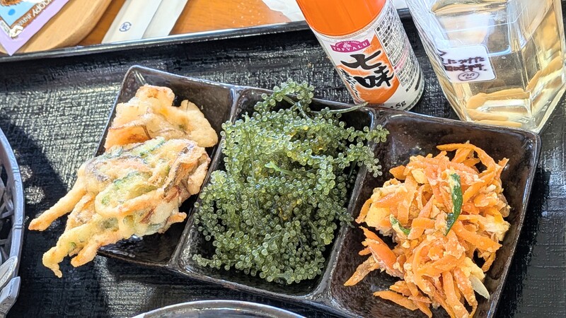 野菜天ぷら・海ぶどう・人参しりしり